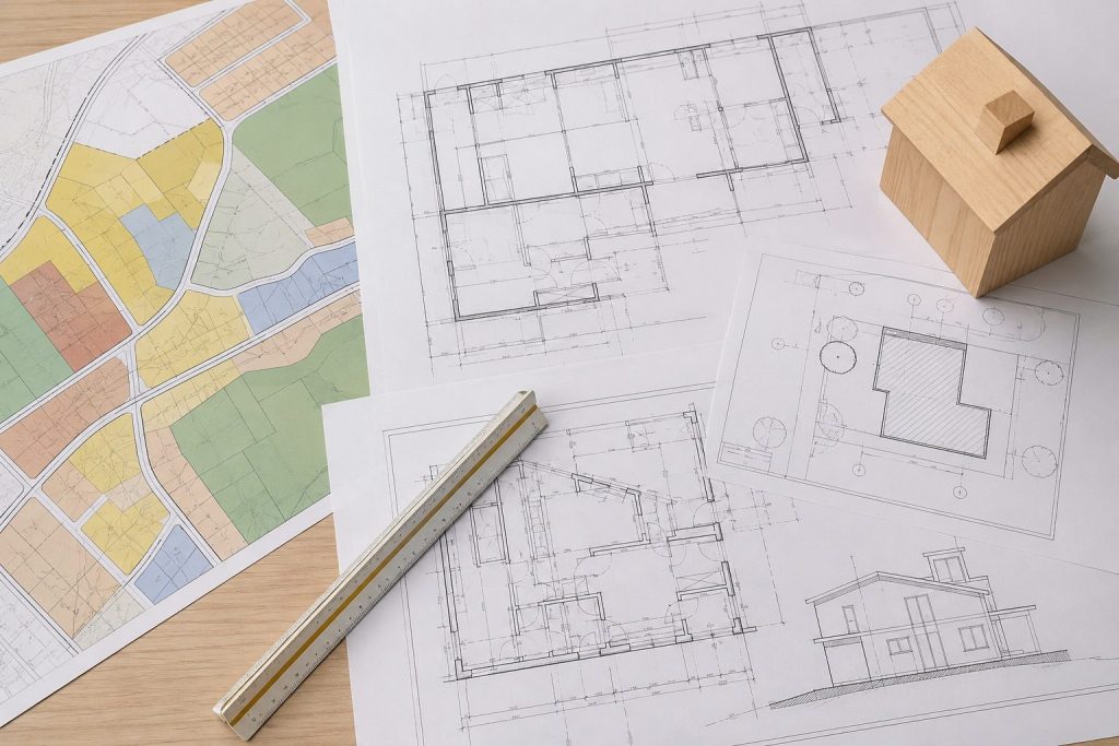 Stedenbouwkundige inlichtingen met bouwplannen en bestemmingsplan van een perceel
